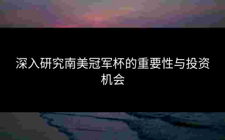 深入研究南美冠军杯的重要性与投资机会
